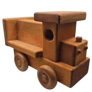 Vintage Handmade Wooden Train Engine Solid Maple Handcrafted Toy